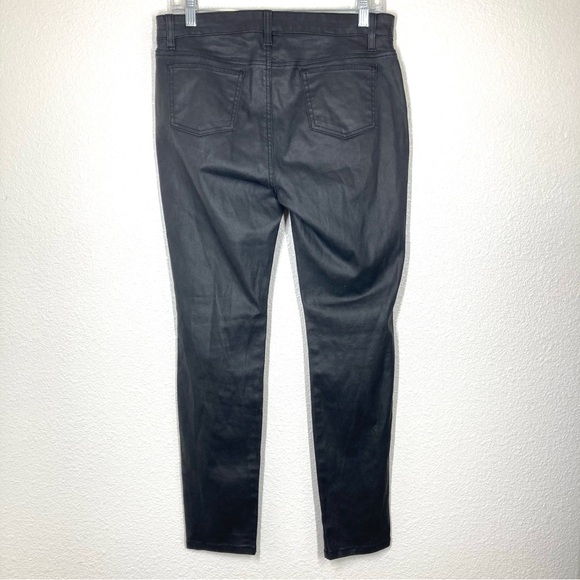 Eileen Fisher Waxed Black Jeans 10P Organic Cotton Coated Stretch Rock - Picture 9 of 16